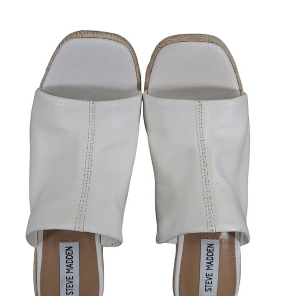 Steve Madden Shoes Womens 8.5 Sandals Wedge Slide Espadrille Leather White Urge - Picture 10 of 15